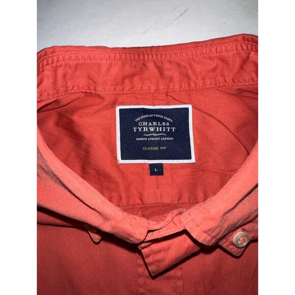 Charles Tyrwhitt Button Down Shirt Men's Size Large Orange Classic Fit - Picture 4 of 6